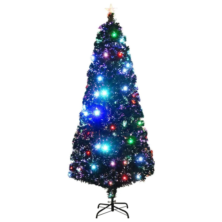 vidaXL Weihnachtsbaum mit Glasfaser-Beleuchtung und Ständer, Grün, Höhe: 210 cm - Bild 2