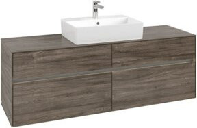 V&B Waschtischunterschrank Collaro mit Waschtisch und LED-Beleuchtung, B/T/H: 160 x 54,8 x 50 cm, Farbe: matt Oranjet - Bild 1