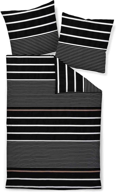 Janine Unisex Bettwäsche aus Mako-Satin Baumwolle mit Reißverschluss, Braun und Schwarz, Breite: 155 cm, Länge: 220 cm - Bild 1