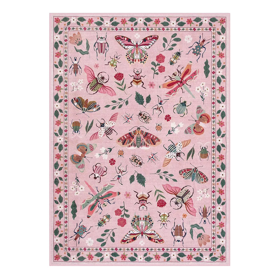Vionnet Moderner Waschbarer Teppich in Rosa mit Floralem Design für Indoor und Outdoor, B/T/H: 60 x 40 x 40 cm - Bild 2