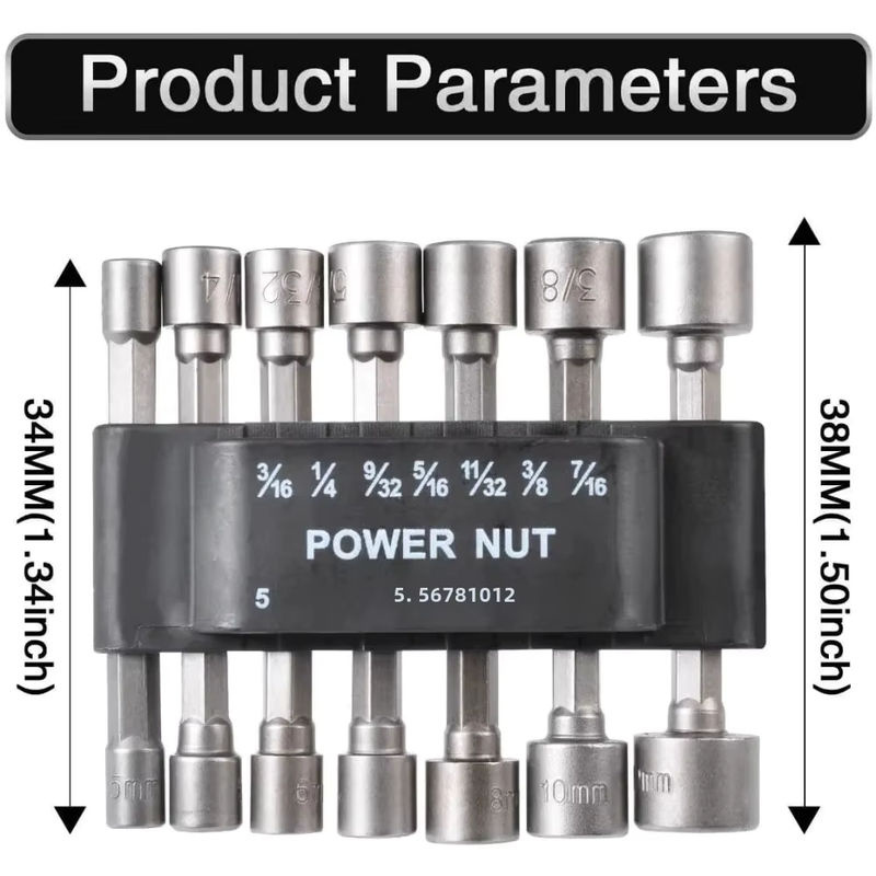 LIXIU Power Nuts Treiber Bohrer Set mit 1/4 Sechskantschaft aus CRV in Grau und Silber - Bild 2