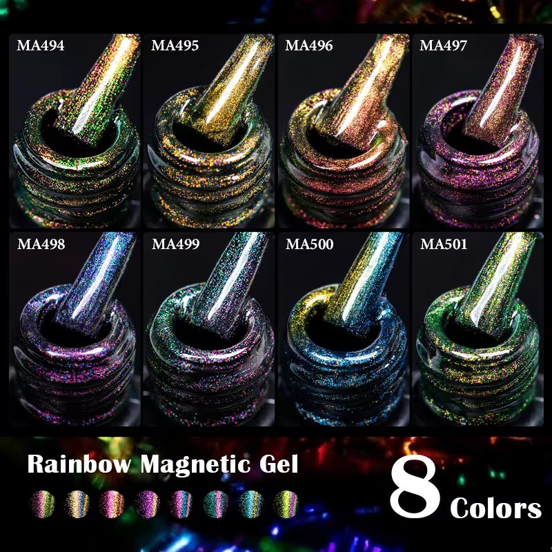 MEET ACROSS Regenbogen Magnet-Nagelgel, 7 ml, glänzend - Bild 3
