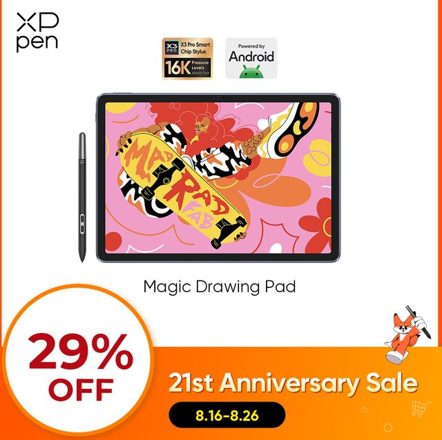 XPPen Magic Drawing Pad Android Zeichentablet mit 12,2 Zoll Display, 8GB RAM, 256GB Speicher, Android 14 und X3 Pro Slim Stylus - Bild 1