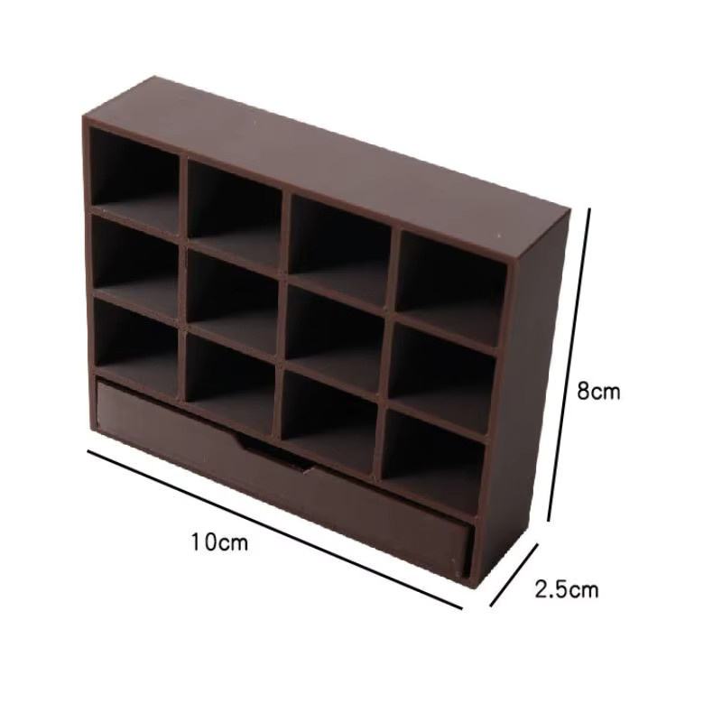 DOWMOO Miniatur Aufbewahrungsschrank für Puppenhaus im Maßstab 1/12, Ausstellungsregal in Braun - Bild 4
