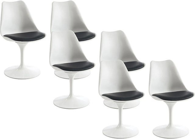 Vente-unique Design Stuhl Xafy in Schwarz und Weiß mit Kunstleder und Stahlgestell - Bild 1