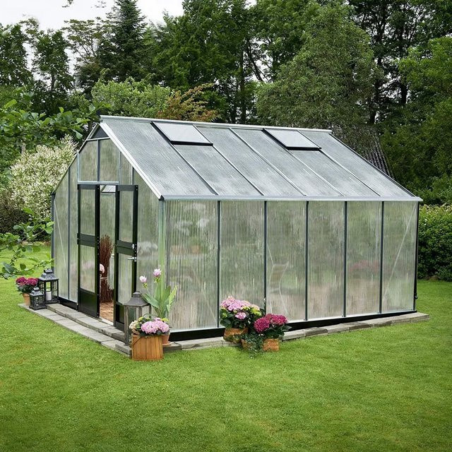 Juliana Gewächshaus Gärtner 16 aus Aluminium mit Polycarbonat und Satteldach in Transparent - Bild 1