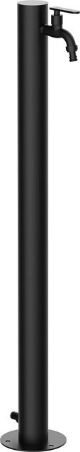 GardWell Wasserzapfstelle Comfort Round Schwarz aus Edelstahl mit modernem Design, Aufputzmontage, Höhe: 93 cm, Durchmesser: 5 cm - Bild 1