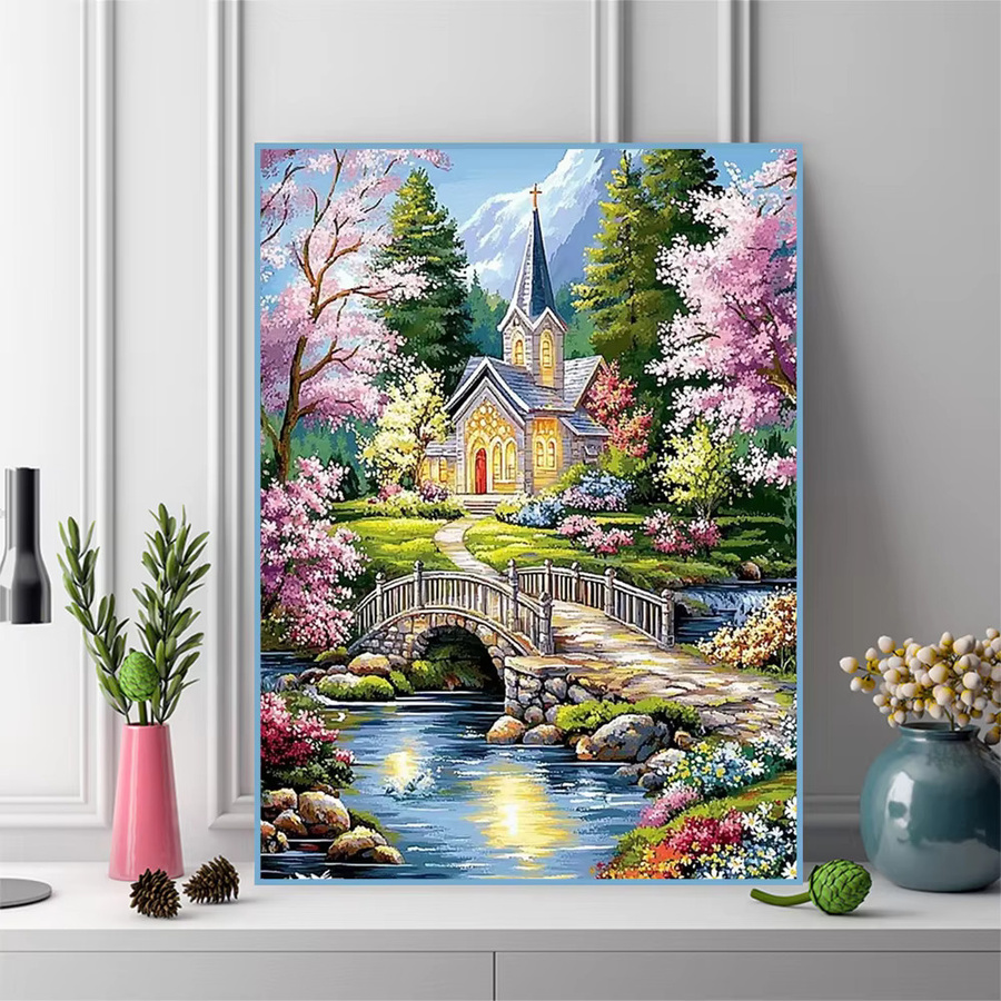 Momoart DIY-Diamant-Malerei Landschaft Garten als Mosaik-Stickerei in Multicolour, B/H: 30 x 20 cm - Bild 3