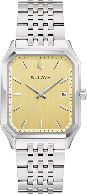 Bulova Herrenuhr, Quarz, Edelstahl, 32 mm, Eckig, Champagner, 3 ATM - Bild 1