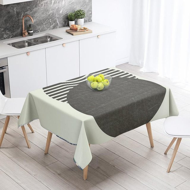 JMG Household Supplies Tischdecke mit abstraktem geometrischem Design, wasserabweisend, Polyester, Grau, B: 140 cm, L: 200 cm - Bild 1