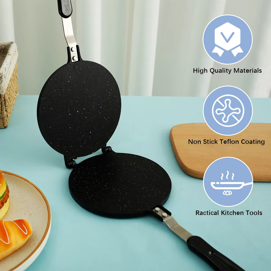 Willstar Tortilla-Presse aus Aluminiumlegierung in Schwarz für selbstgemachte mexikanische Flatbreads, rund - Bild 3