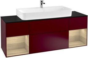 V&B Finion Waschtischunterschrank mit LED-Wandbeleuchtung und offenen Regalfächern, Breite: 160 cm - Bild 1