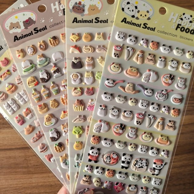 Animal Seal Collection 3D-Aufkleber von Anime Worlds Store, 4 Stück, bunt, Dekoration für Kunsthandwerk, Notizbücher und Planer - Bild 1