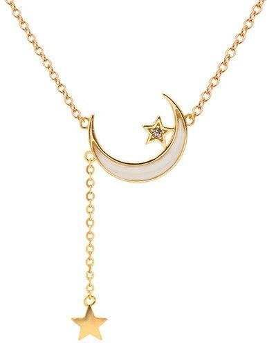 Allbestart Halskette, 925 Silber, Mond Stern Anhänger, Damen - Bild 1