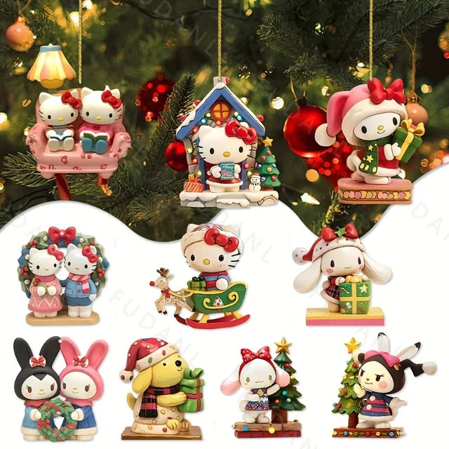 Sanrio Weihnachtsbaum-Ornament aus Acryl mit Hello Kitty, Cinnamoroll und Kuromi - Bild 1