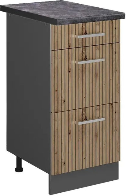 Vicco Küchenunterschrank R-Line Artisan-Eiche/Anthrazit mit Schubladen, Breite: 40 cm, Höhe: 60 cm, Tiefe: 55 cm - Bild 1