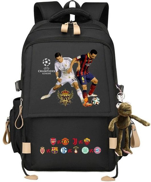3-teiliges Schulrucksack-Set für Schüler in Schwarz aus Oxford-Stoff mit Schultasche, Schultergurt und Federmäppchen - Bild 1