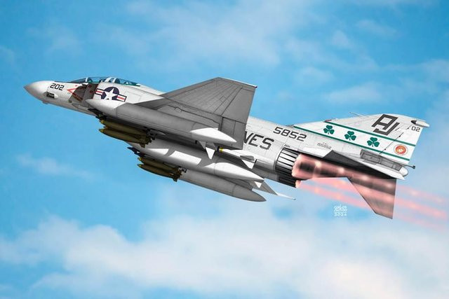 Academy F-4J Phantom II, VMFA-33 Fighting Shamrocks, Modellfahrzeug, 1:48 - Bild 1