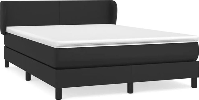 vidaXL Boxspringbett mit Matratze in Schwarz aus Kunstleder, Hybrid-Design mit Taschenfederkern, B/T/H: 140 x 200 x 78 cm - Bild 1