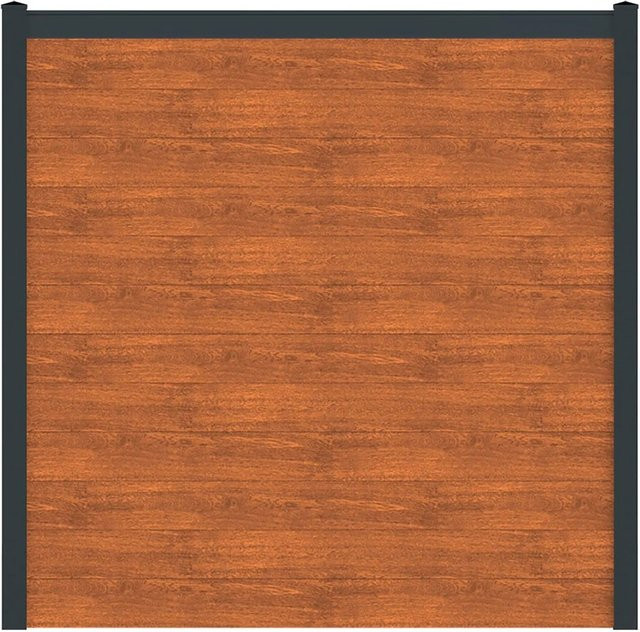 Vidual Sichtschutzzaun Snap 140 aus Aluminium in Light Oak, blickdicht, zum Aufdübeln, Höhe: 1,75 m x Breite: 17,76 m - Bild 1