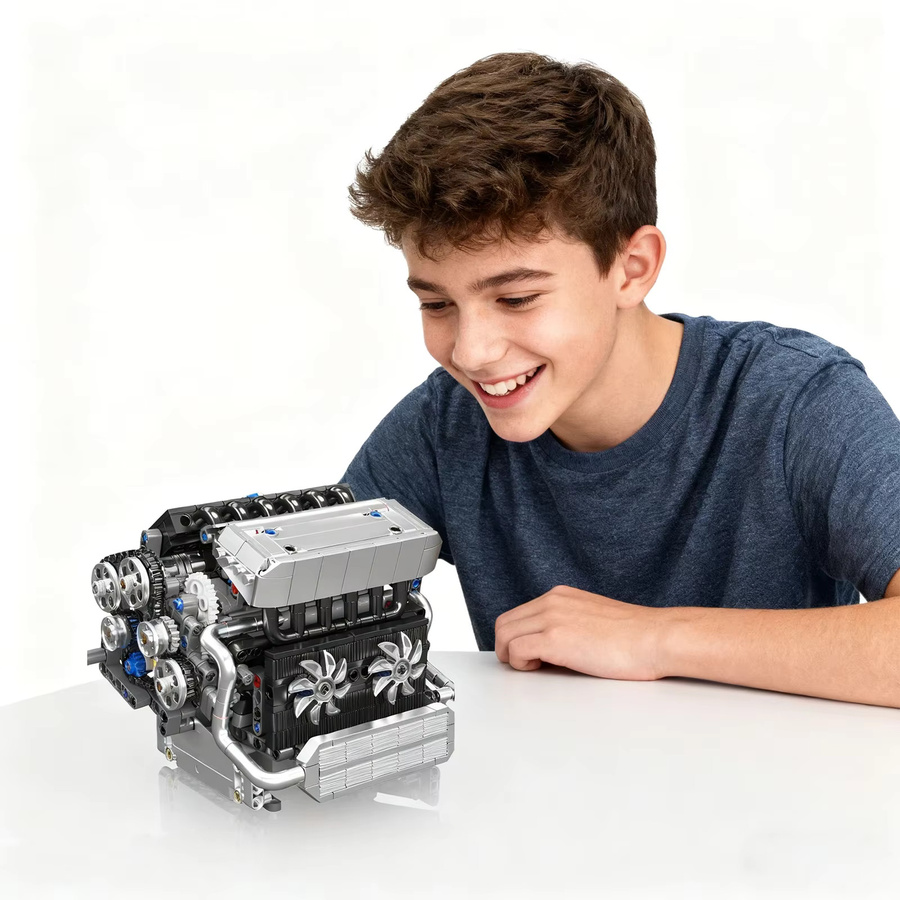 Mould King 10213 Tech Auto Motor Bausteine Simulation Modell mit 744 Teilen in Multicolor - Bild 4