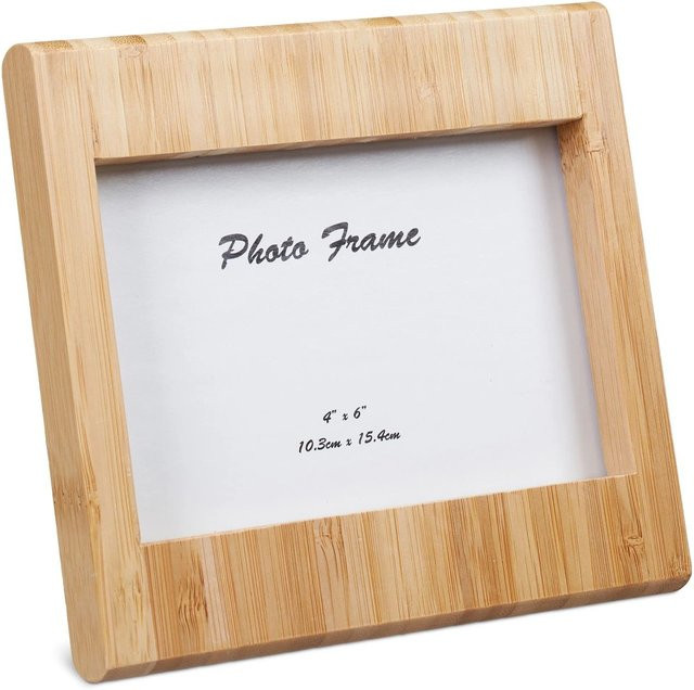 Relaxdays Bilderrahmen aus Bambus in Natur Beige, Aufstellbar, B/H: 15,5 x 16,5 cm - Bild 1
