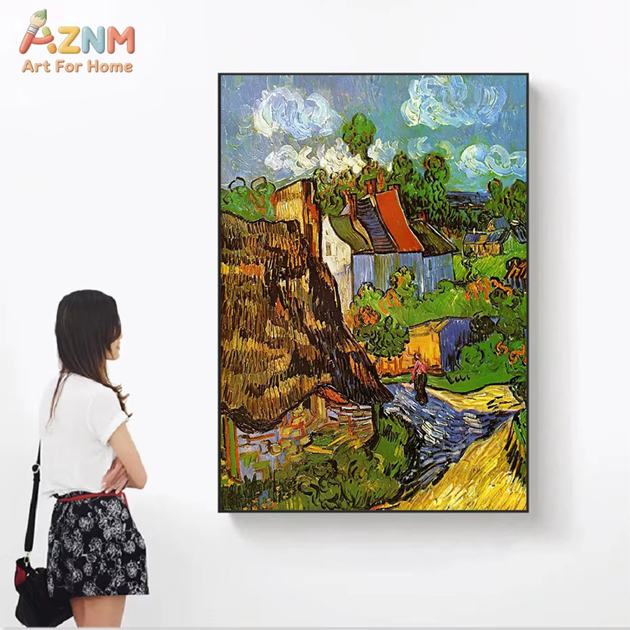 AZNM Van Gogh Klassische Ölgemälde Wandkunst als Rahmenlose Leinwand mit Sternennacht, Sonnenblumen und Selbstporträt in Mehrfarbig - Bild 2