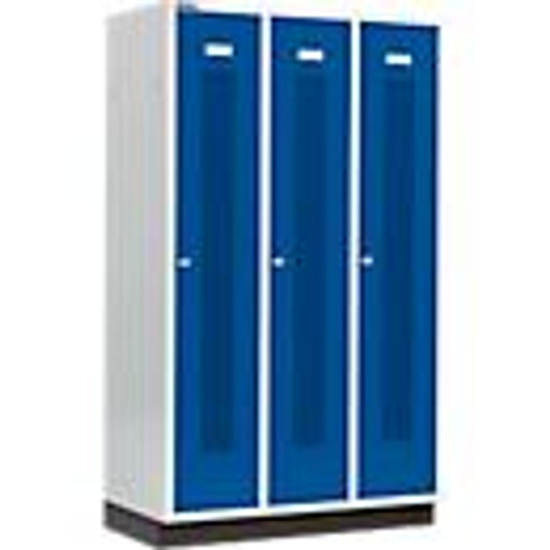 Schäfer Shop Select Kleiderspind mit 3 Abteilen, gelochten Streifen, Sockel und Zylinderschloss, Farbe: Enzianblau, Breite: 40 cm - Bild 2