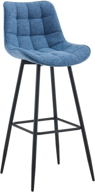 CLP Barhocker Dartford modern in Blau mit Samtstoff und schwarzem Metallgestell - Bild 1