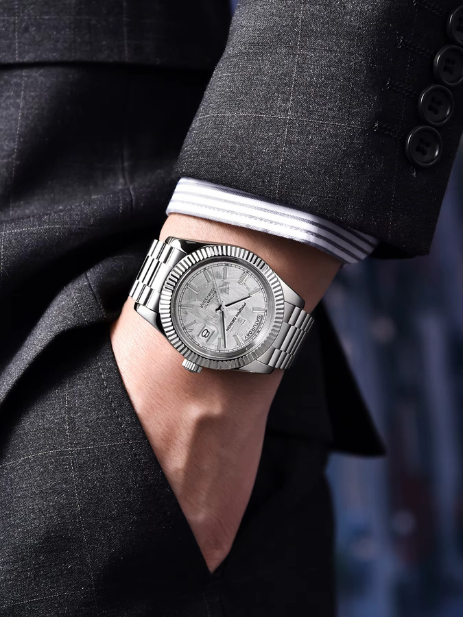 PAGANI DESIGN Armbanduhr Automatik, Edelstahl, Silber, Herren - Bild 5