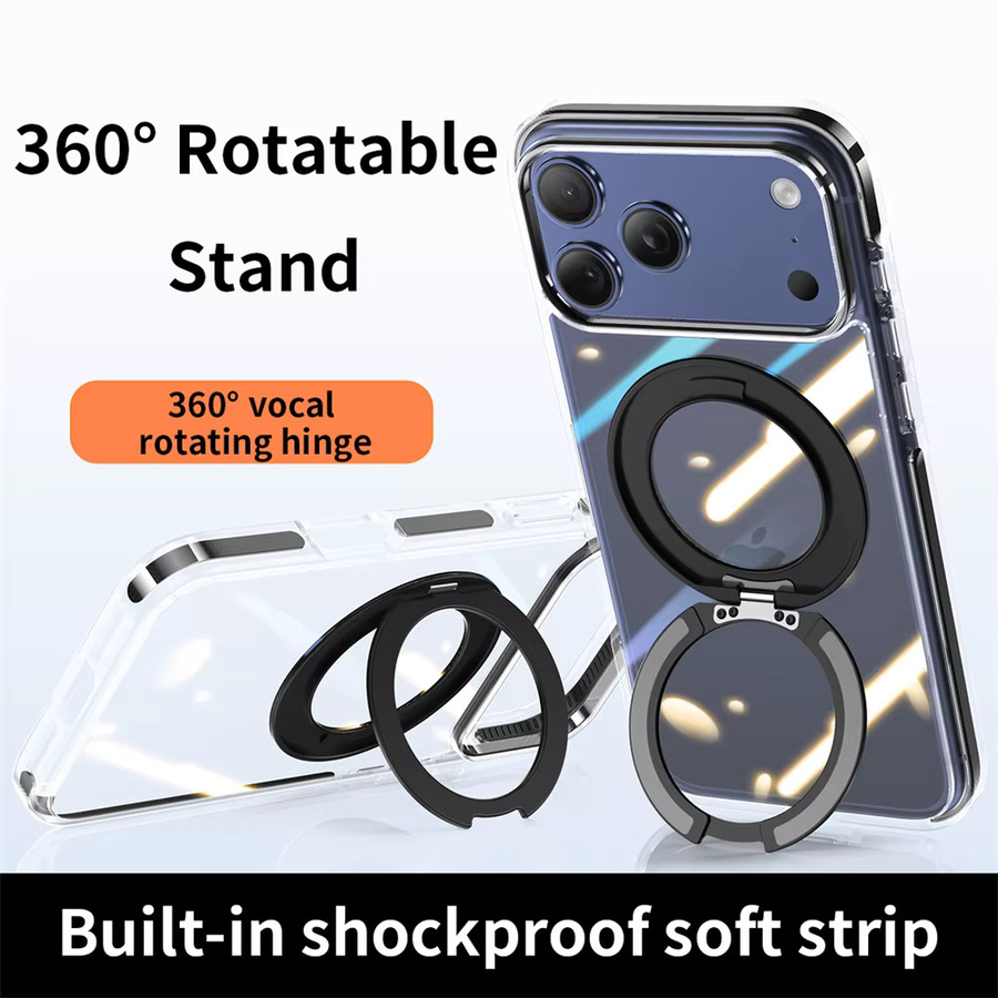 Xeber Magnetische 360 Grad Acryl-Hülle für iPhone 17 Pro Max mit Metallknopf und Linsenschutz, Transparent Matt, Stoßfest - Bild 2