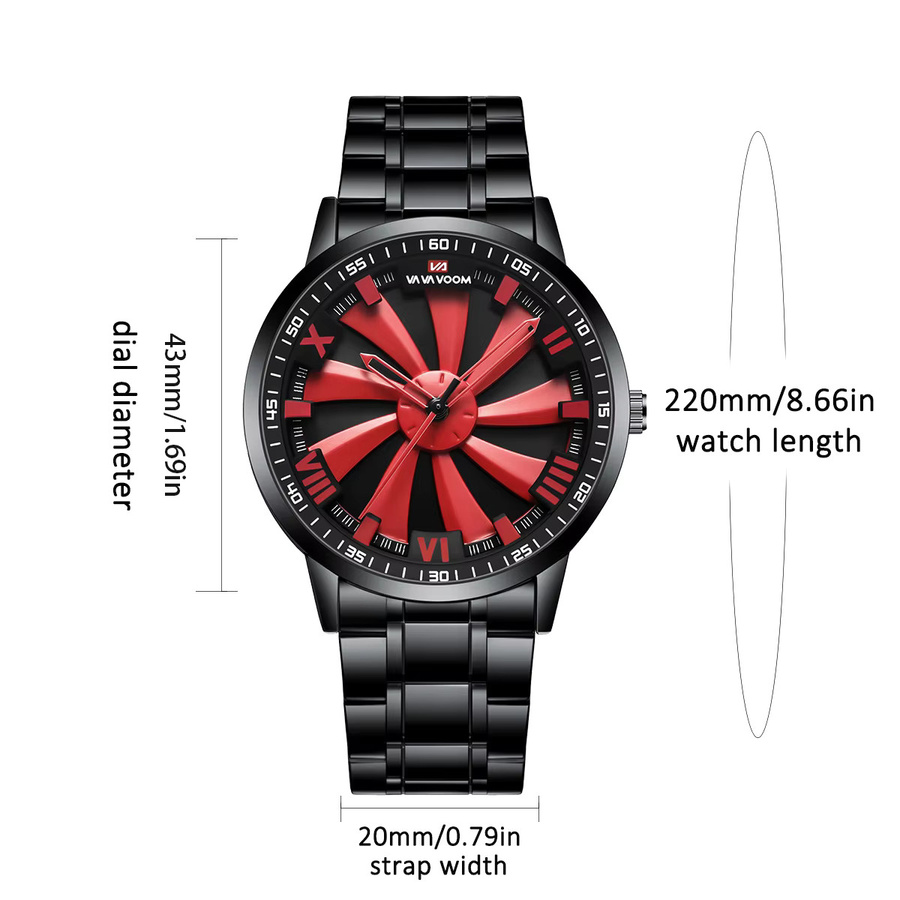 VA VA VOOM Armbanduhr, Quarz, Edelstahl, 43 mm, Schwarz, Herren - Bild 2