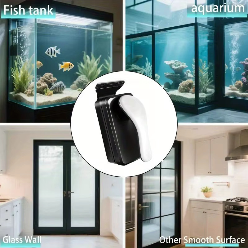 Untior Magnetischer Glasreiniger mit rutschfestem Griff für Aquarien, Badewannen und Fenster, transparent - Bild 4