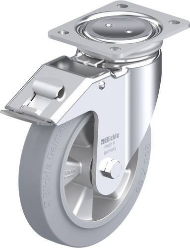 Blickle Lenkrolle LUH-ALEV 200K-FI-SG mit Feststeller in Silber/Grau, Rad-Durchmesser: 20 cm, Tragfähigkeit: 500 kg - Bild 1