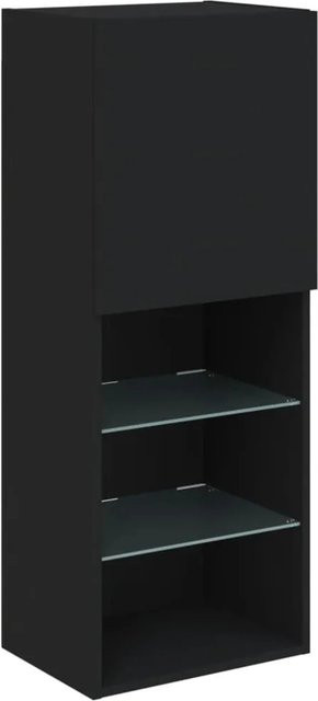 vidaXL TV-Schrank in Schwarz mit LED-Beleuchtung und Glas, modern und wandmontiert, B/T/H: 40,5 x 30 x 102 cm - Bild 1