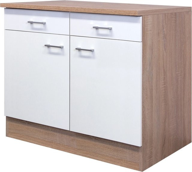 Flex-Well Küchen-Unterschrank Samoa in Weiß und Sonoma Eiche, B/H/T: 100 x 85 x 60 cm - Bild 1
