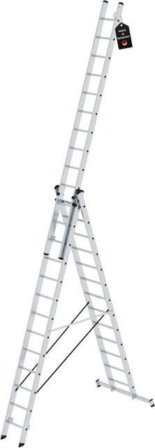 PROREGAL Mehrzweckleiter 3-teilig aus Aluminium mit Traverse in Silber, 3 x 13 Sprossen - Bild 1
