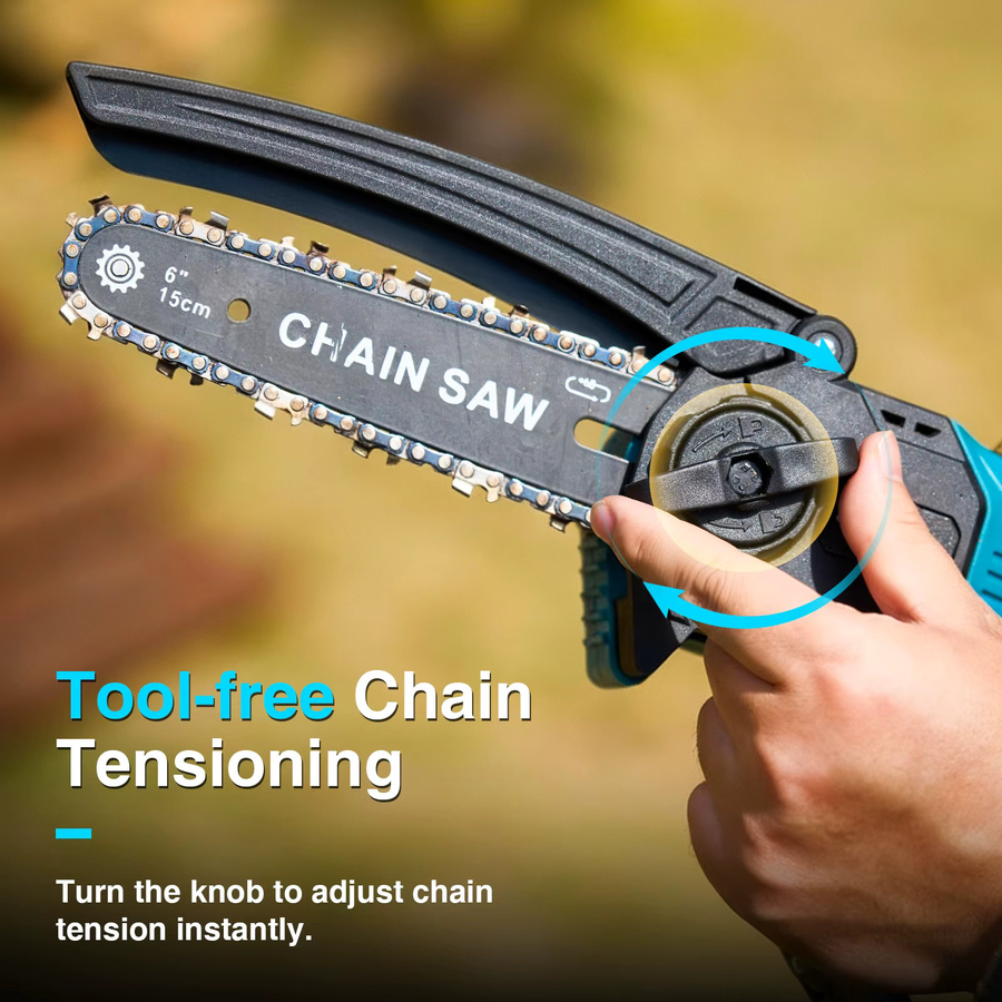 TaskStar Mini 6-Zoll Handheld-Kettensäge in Blau mit 2 Akkus 2.0Ah und Auto-Ölung, kompatibel mit Makita 18V Akkus - Bild 5