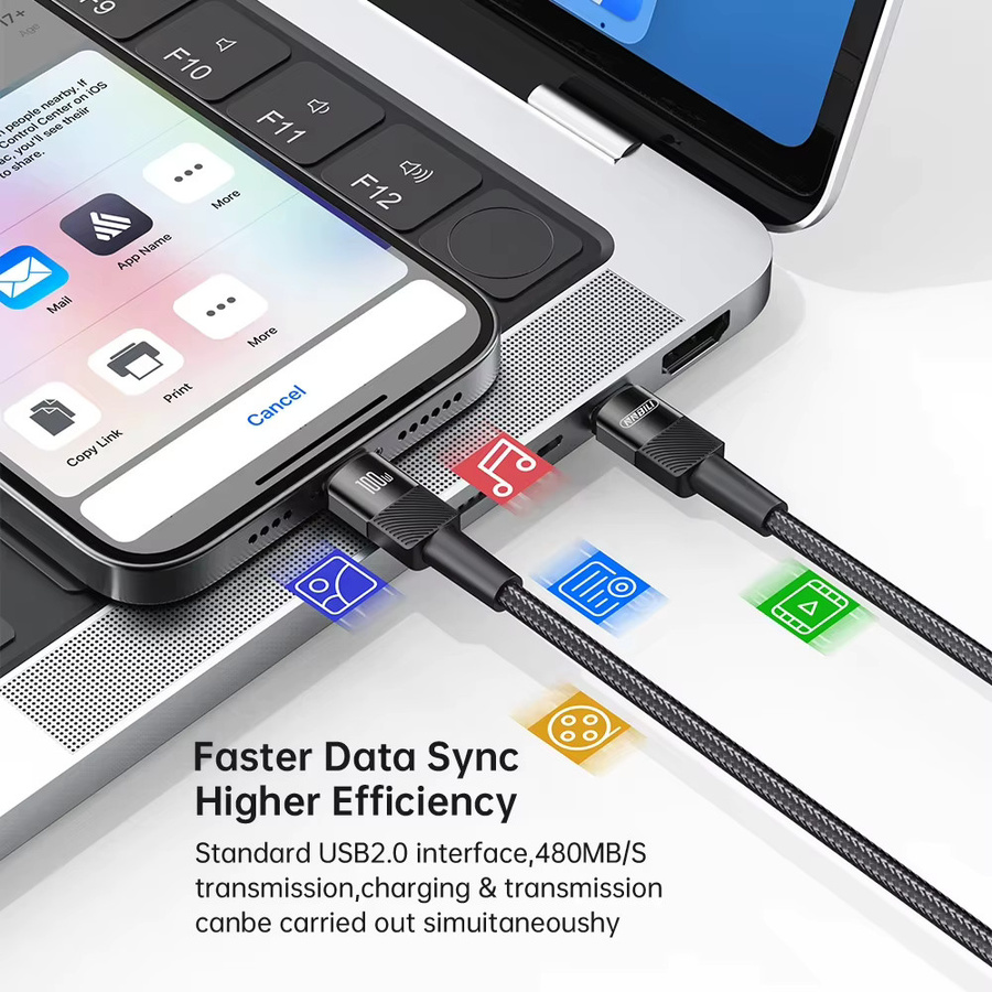 NNBILI USB-C auf USB-C Kabel 100W PD 3.0 Quick Charge 4.0 Schnellladekabel in Schwarz - Bild 2