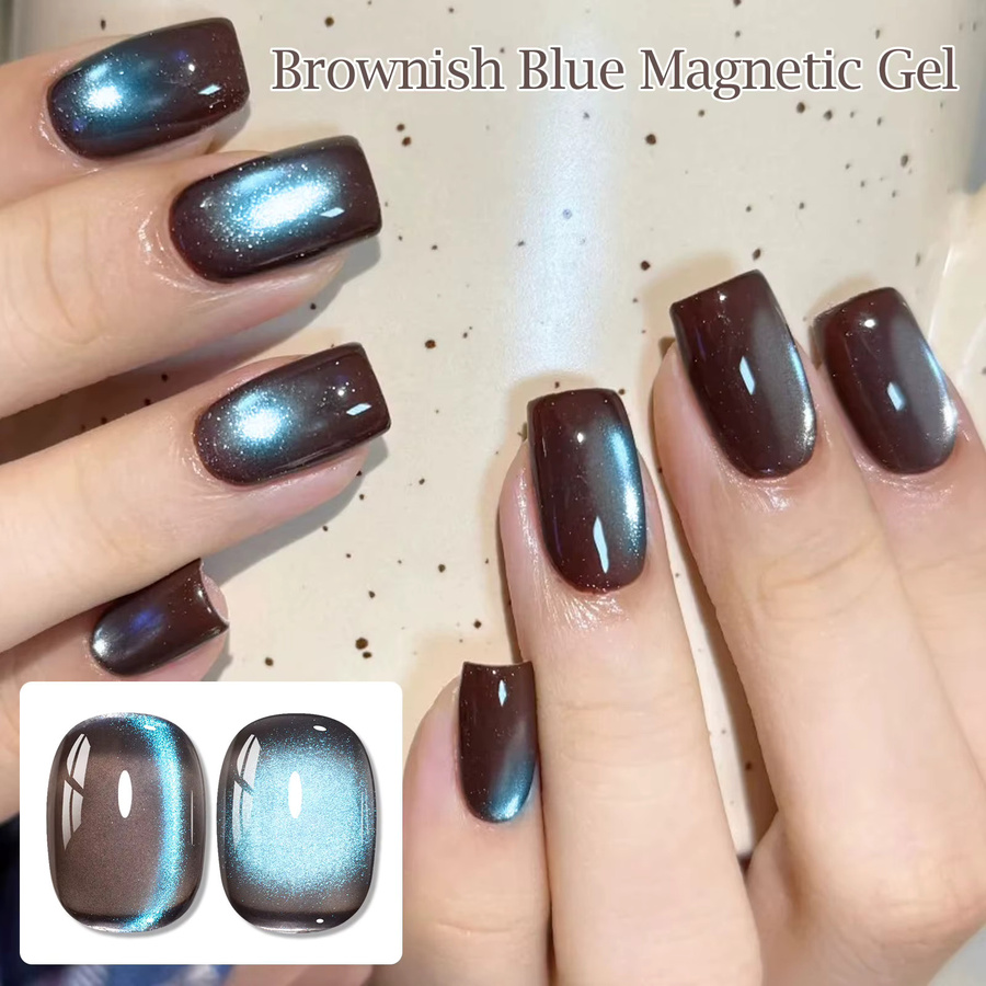 Mtssii Magnetischer Gel Nagellack, Bräunlich Blau, Schimmernd, 10 ml - Bild 2