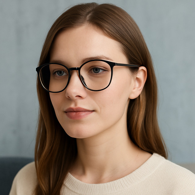 Lesebrille für Frauen, Rund, Vollrand, Kunststoff, Schwarz, Blaulichtfilter - Bild 1