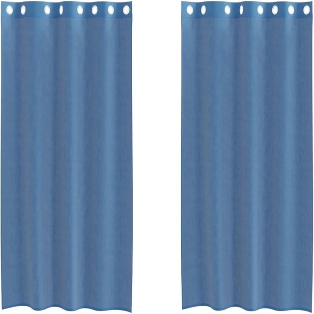 vidaXL Voile Vorhänge mit Ösen, 2er-Set, Königsblau, Breite: 140 cm, Höhe: 245 cm - Bild 1
