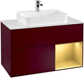 V&B Waschtischunterschrank Finion 100 mit Wandbeleuchtung in Weiß, B/T/H: 100 x 50,1 x 50,1 cm - Bild 1