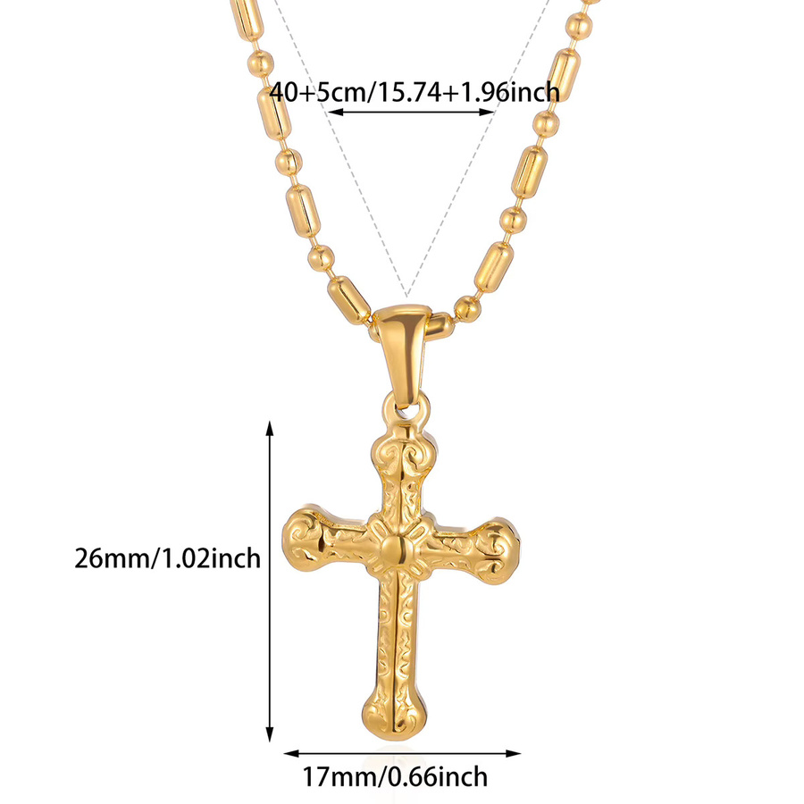 HPTOTMG Halskette mit Jesus Kreuz Anhänger, Edelstahl, Gold, Unisex - Bild 2