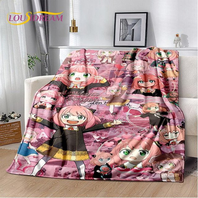 SPY×FAMILY Anime Plüschdecke aus Flanell in Pink, weiche Überwurfdecke für Kinder und Erwachsene, B/B/H: 75 x 90 cm - Bild 1