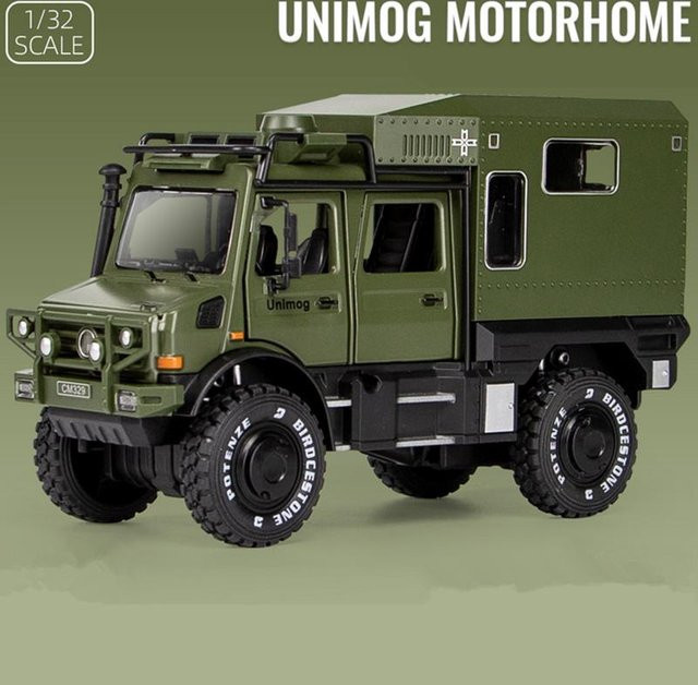 JJRC TOP Unimog U4000 Wohnmobil, Geländewagen Modell, 1:28, grün, mit Licht und Ton - Bild 1