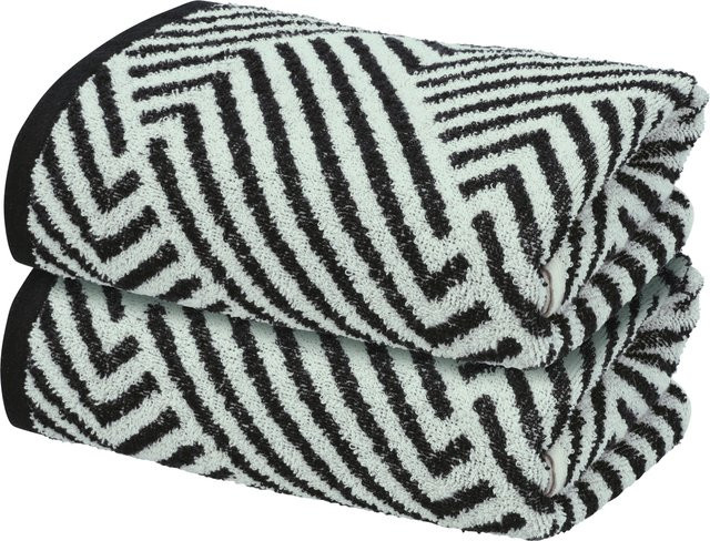 LIVARNO Frottier-Handtücher 2er-Set mit Grafikmuster in Schwarz und Beige, Breite: 50 cm, Länge: 100 cm - Bild 1
