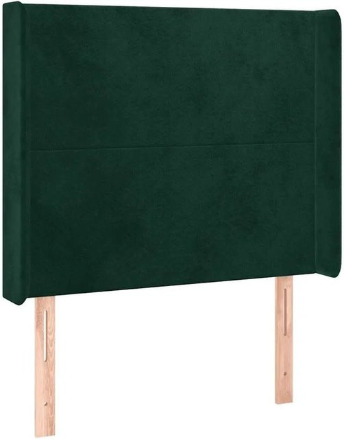 vidaXL Kopfteil mit Ohren in Dunkelgrün aus Samt, B/T/H: 93 x 16 x 118/128 cm - Bild 1