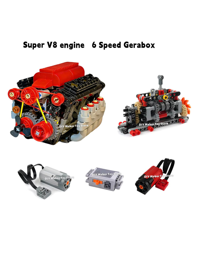 wishiot MOC Super V8 Motor Simulationsmodell, Bausteine, Fahrzeuge - Bild 4