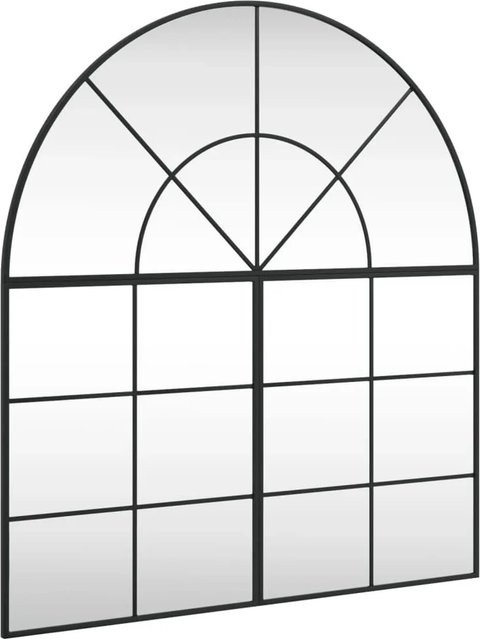 vidaXL Wandspiegel Schwarz Gewölbt aus pulverbeschichtetem Eisen, Breite: 100 cm, Höhe: 110 cm - Bild 1